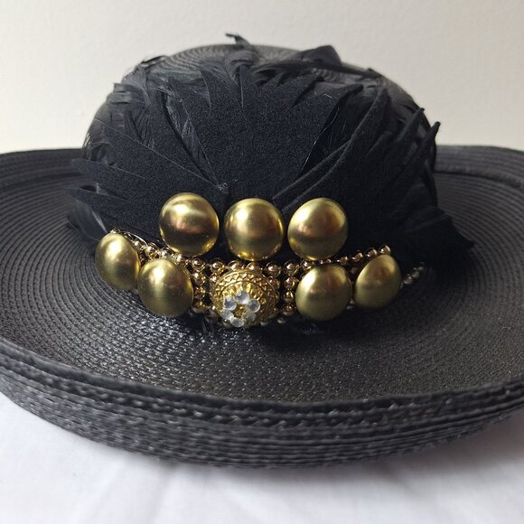 Amalgamated textile clothing union. Made in the USA Vintage feathered black hat - Picture 14 of 15